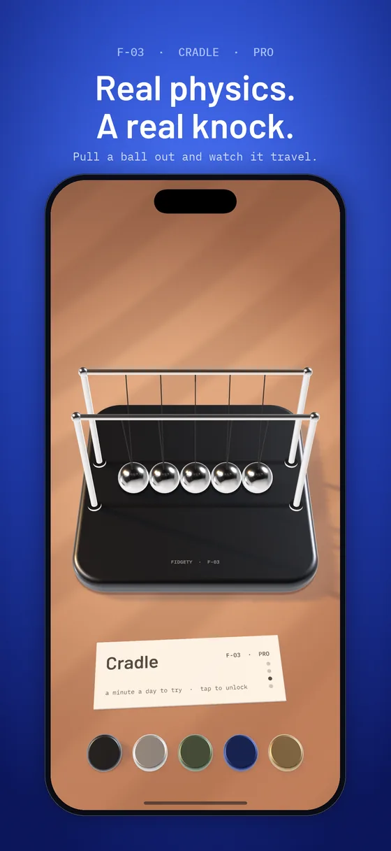Real physics, a real knock: the Cradle, part of Fidgety Pro