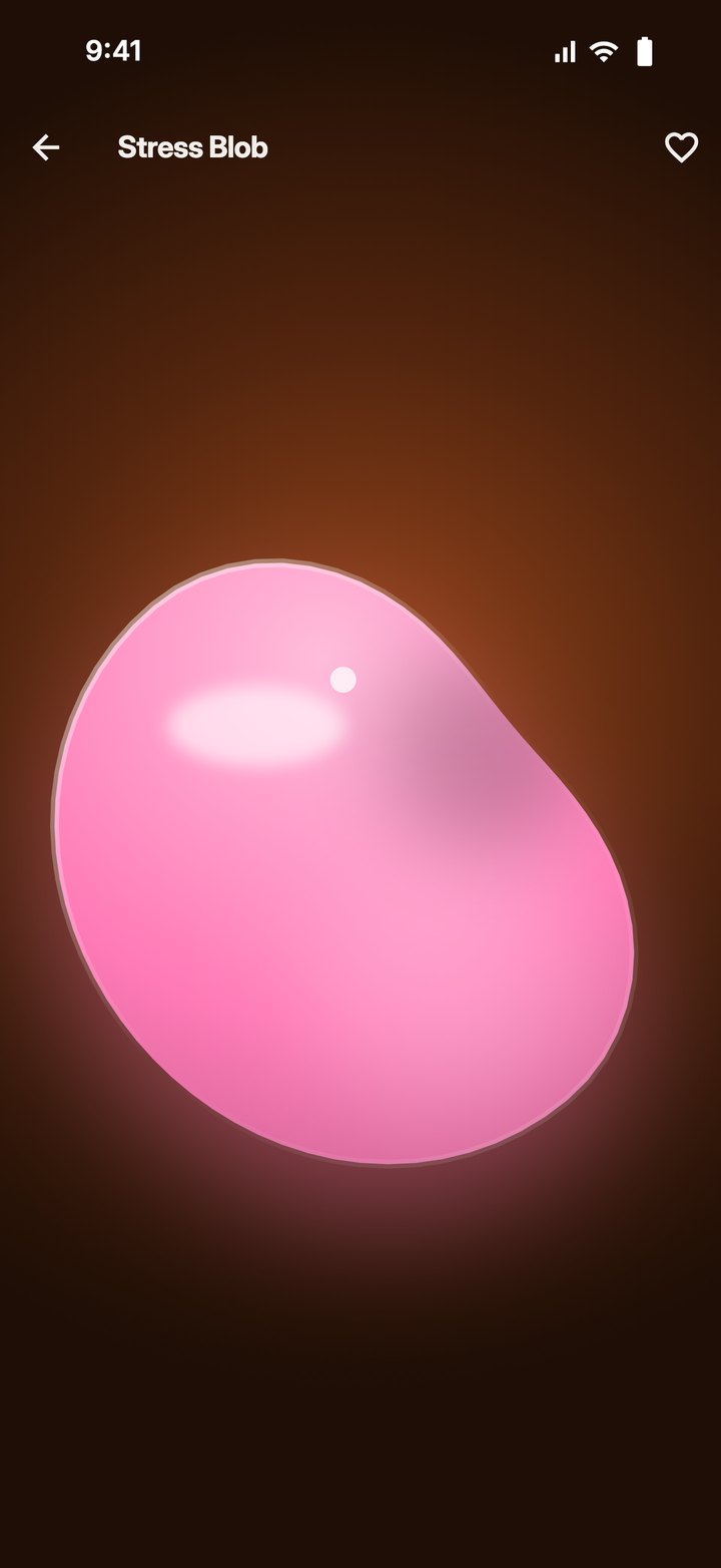 A pink stress blob squashed under a finger