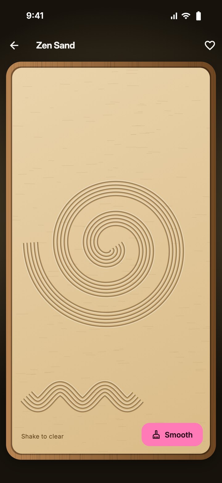 Fidgety's Zen Sand garden with a spiral raked into the sand