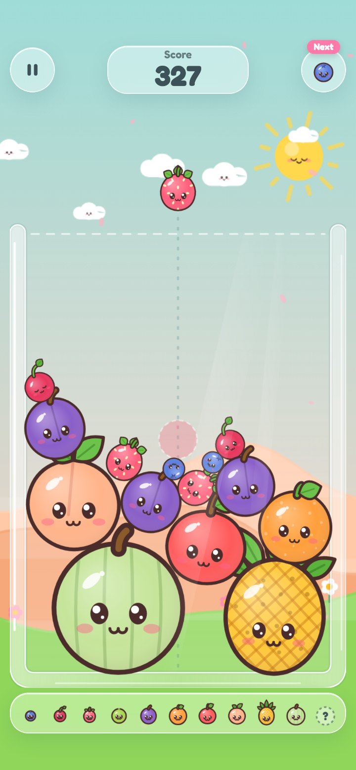 A bowl full of fruit friends mid-game