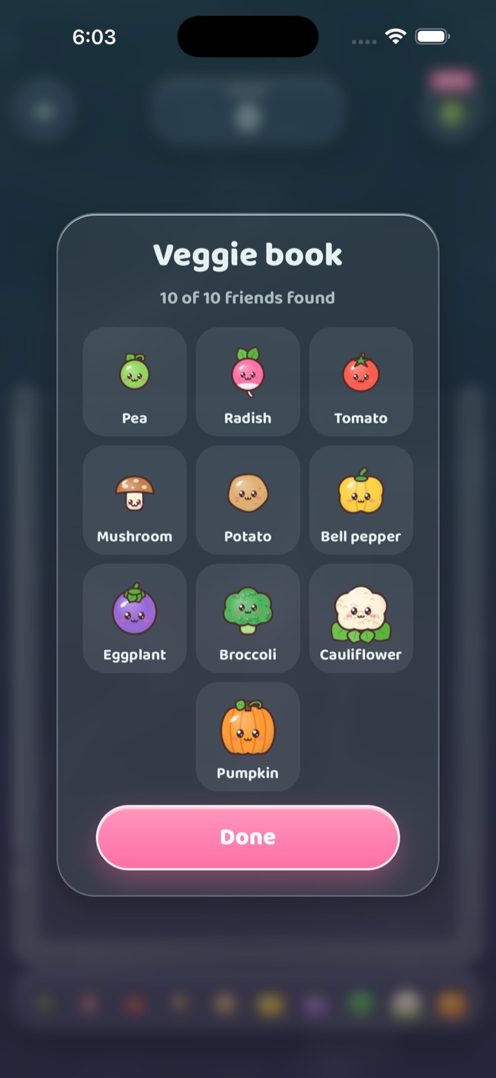 The Veggie Book in dark mode