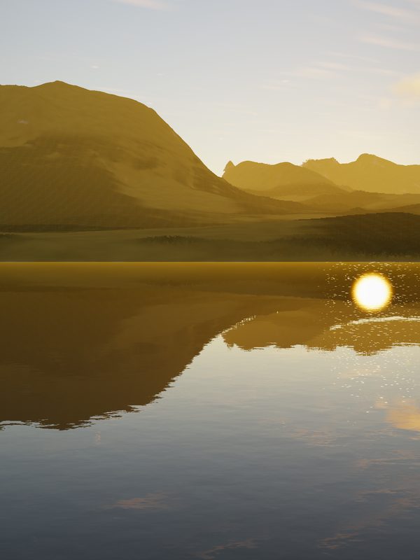 The mountain view at sunset